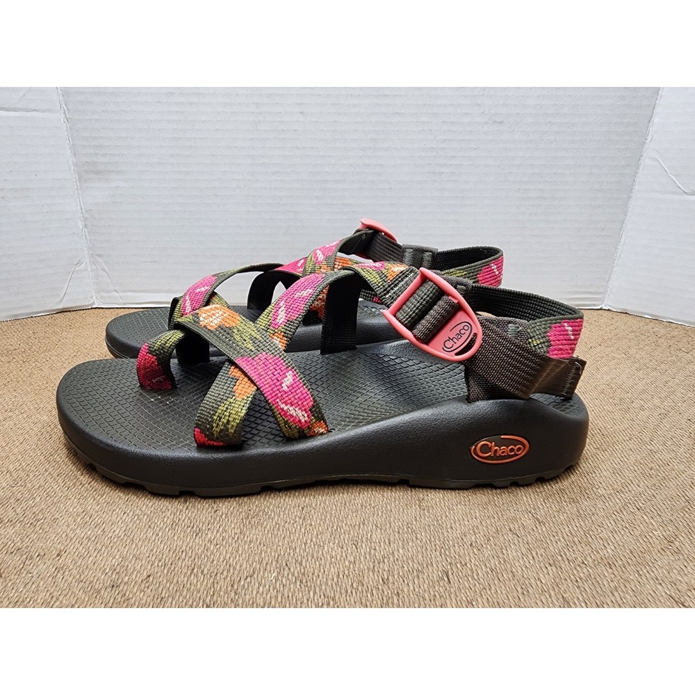 Chaco Womens Z/1 Classic Sandal Black Pink Floral Orange Adjustable Sz 9